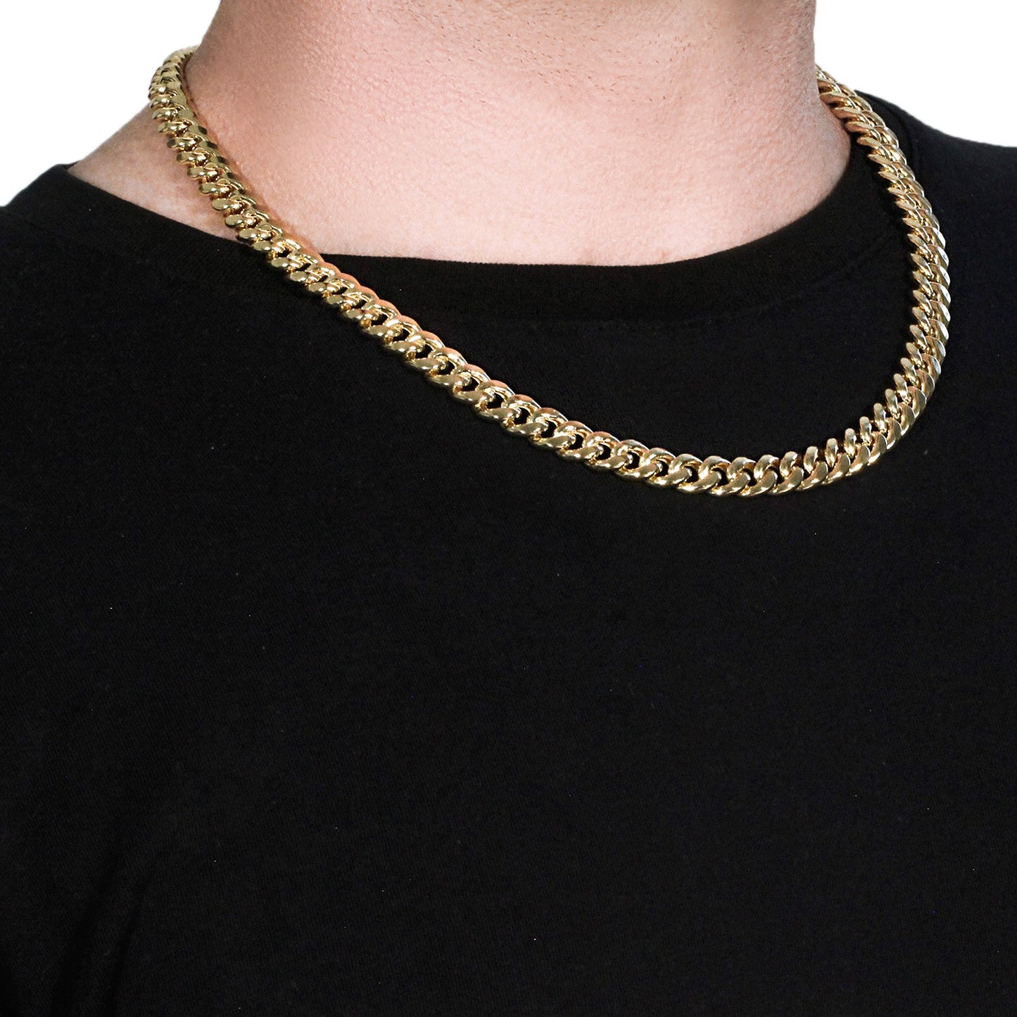 10K Yellow Gold Semi Solid Miami Cuban Chain Necklace (9.10mm) – True Pure Gold
