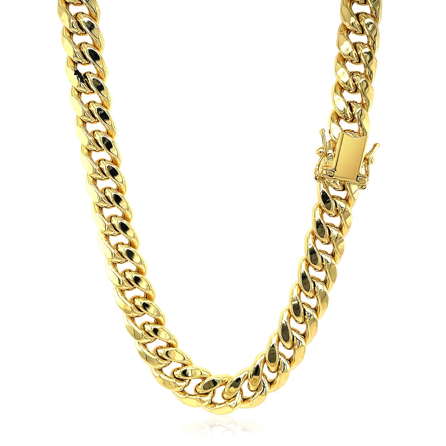 10K Yellow Gold Semi Solid Miami Cuban Chain Necklace (9.10mm) – True Pure Gold
