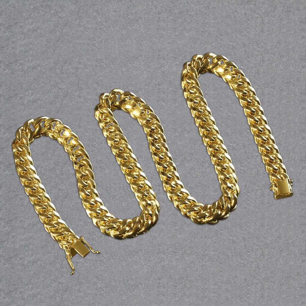 10K Yellow Gold Semi Solid Miami Cuban Chain Necklace (9.10mm) – True Pure Gold