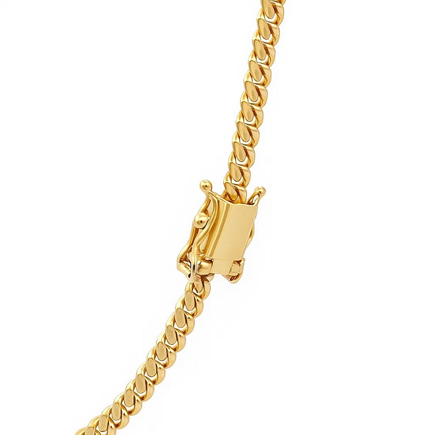 14K Yellow Gold Classic Solid Miami Cuban Chain Necklace (3.20mm) – True Pure Gold