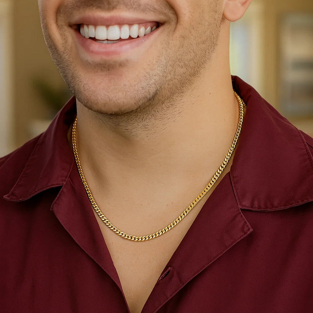 14K Yellow Gold Classic Solid Miami Cuban Chain Necklace (3.20mm) – True Pure Gold