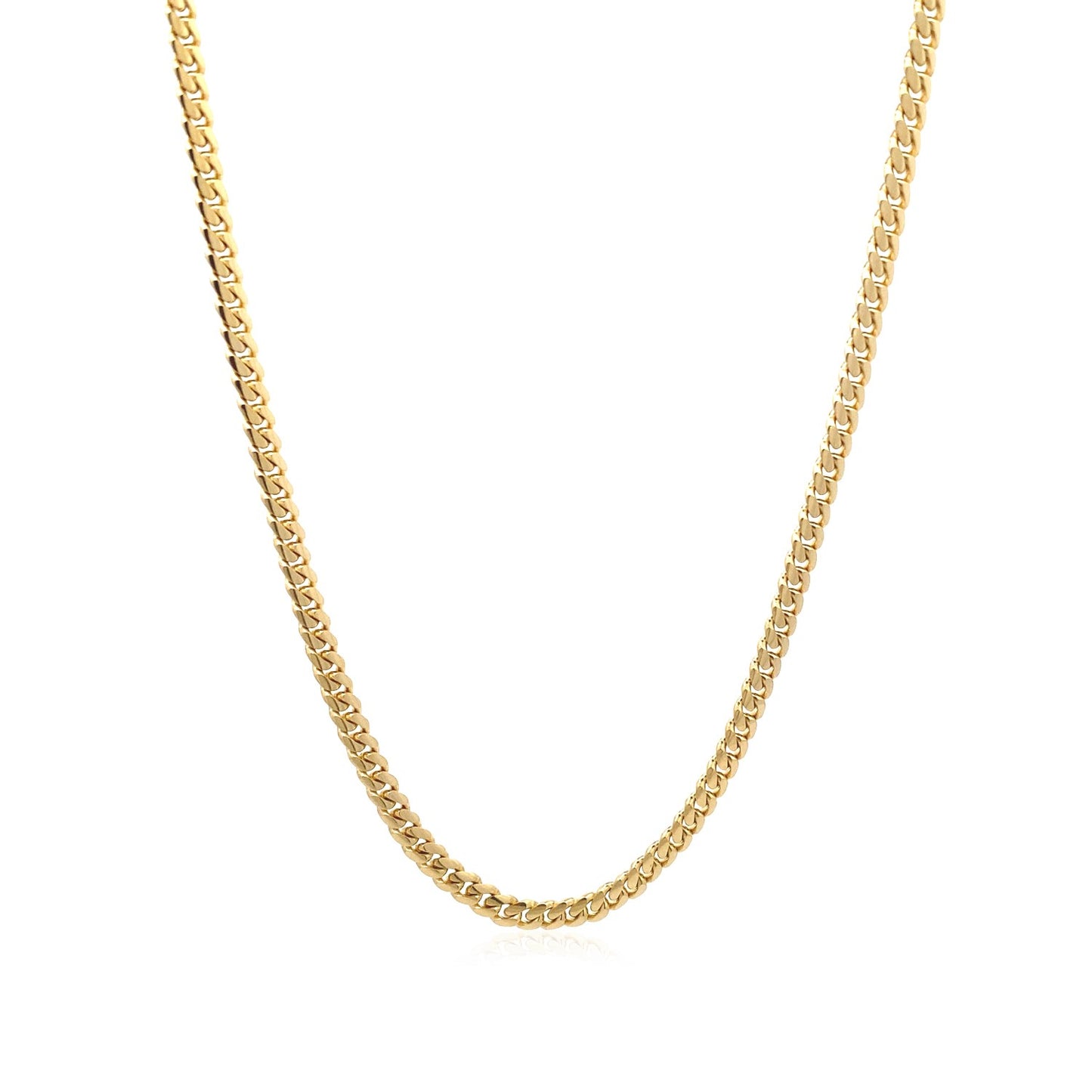 14K Yellow Gold Classic Solid Miami Cuban Chain Necklace (3.20mm) – True Pure Gold