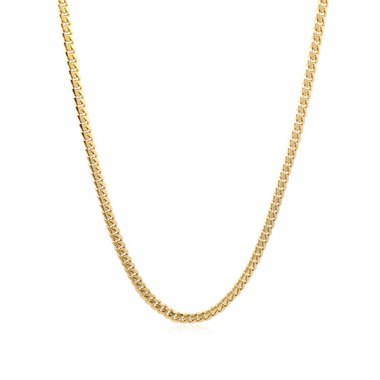 14K Yellow Gold Classic Solid Miami Cuban Chain Necklace (3.20mm) – True Pure Gold