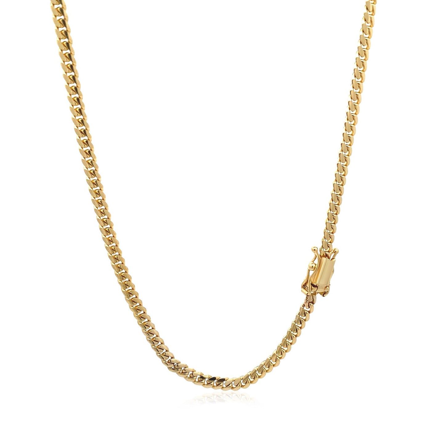 14K Yellow Gold Classic Solid Miami Cuban Chain Necklace (3.20mm) – True Pure Gold