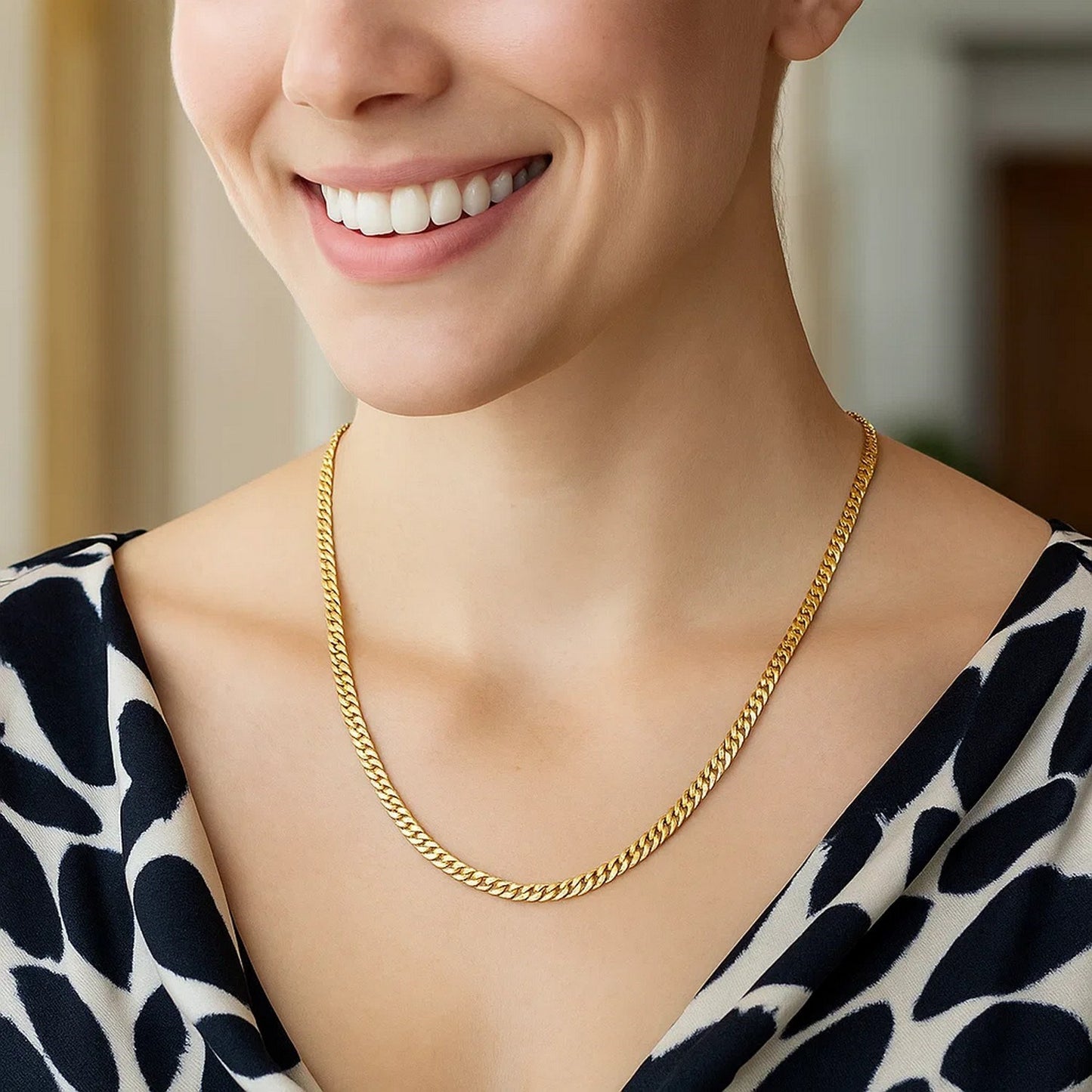 14K Yellow Gold Classic Solid Miami Cuban Chain Necklace (3.20mm) – True Pure Gold