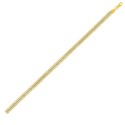 Triple Strand Rope Chain Bracelet in 10K Two-Tone Gold (6.35mm)