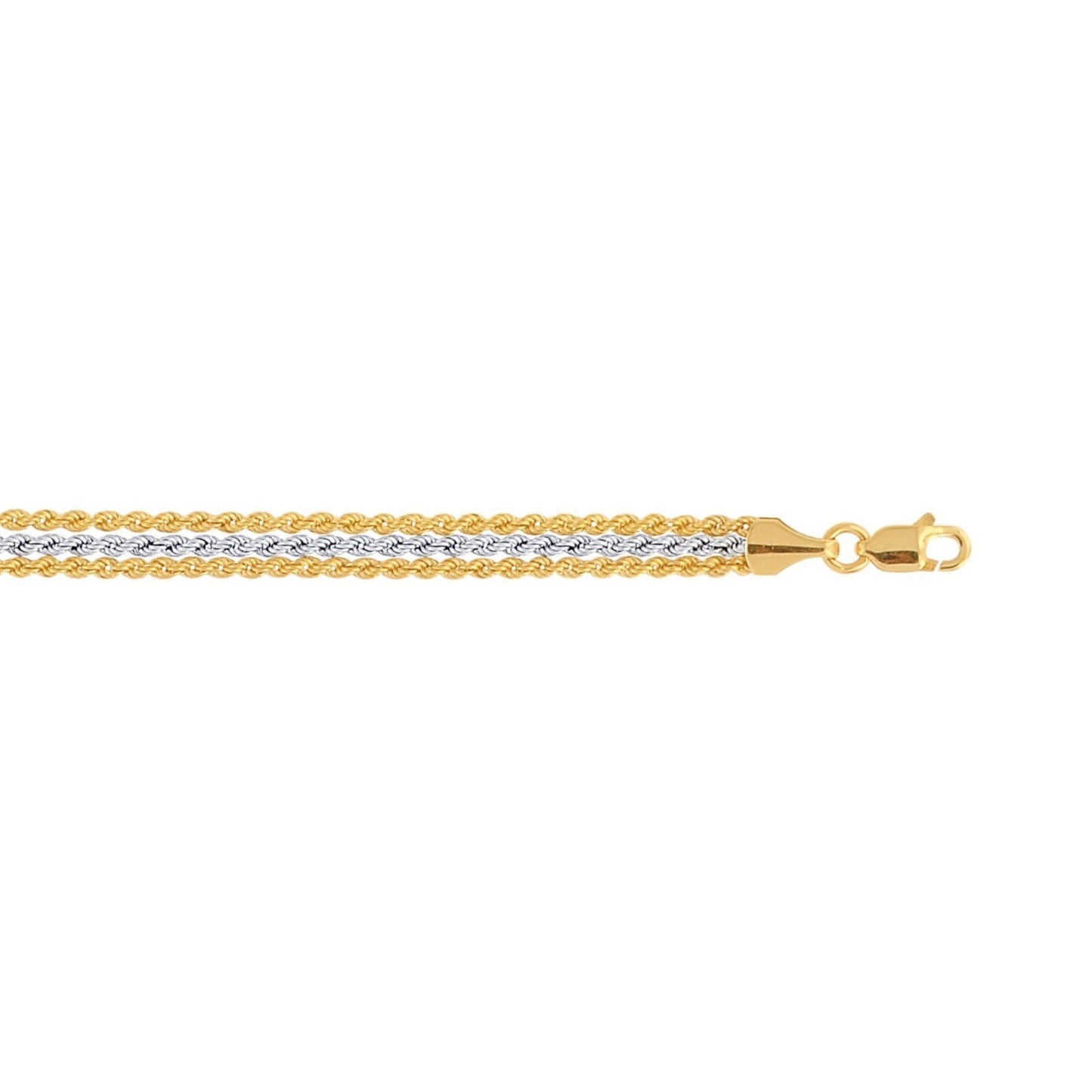 Triple Strand Rope Chain Bracelet in 10K Two-Tone Gold (6.35mm)