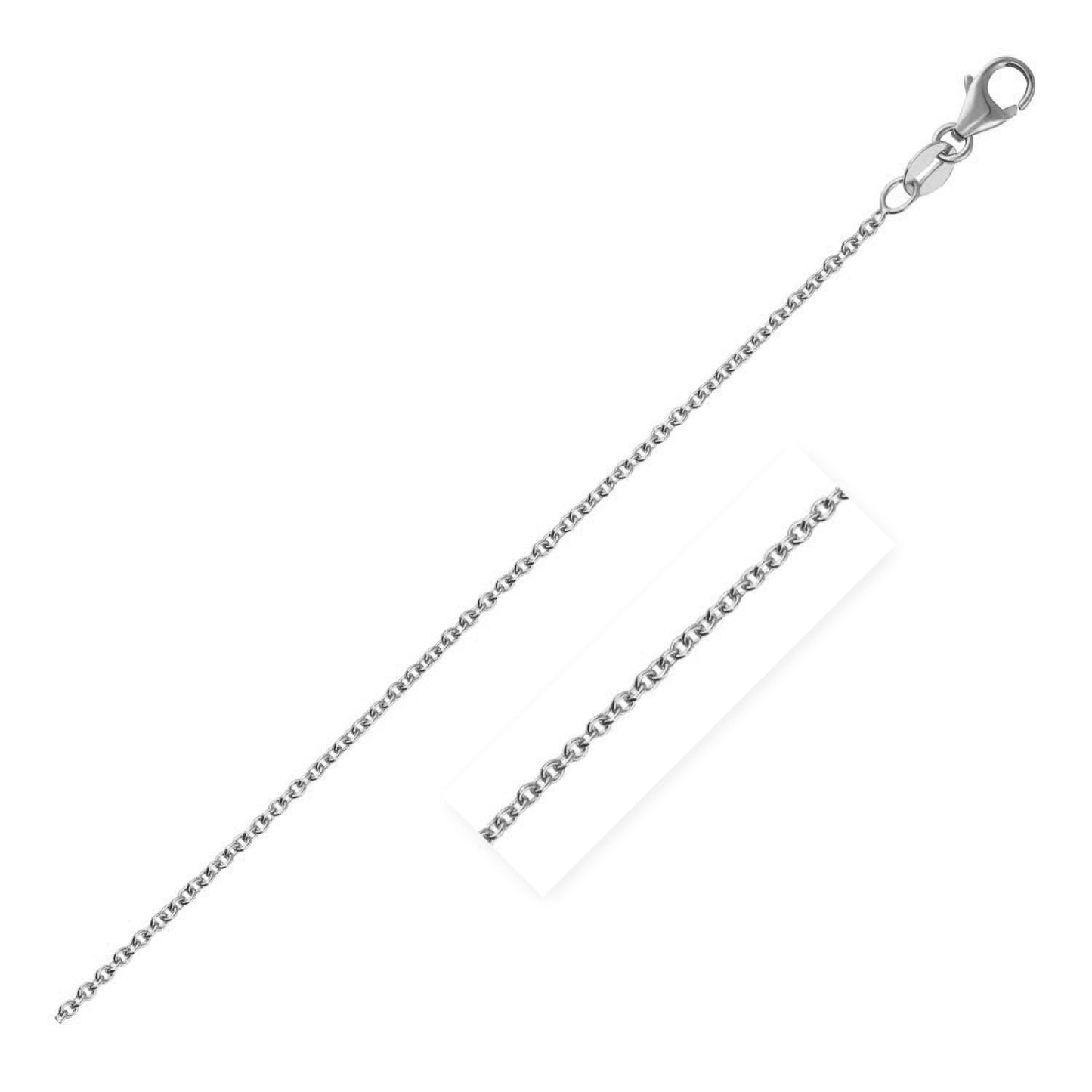 14K White Gold Round Cable Link Chain Necklace (1.90 mm)