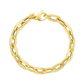 14K Yellow Gold Long Mirror Rolo Link Chain Bracelet (7.30mm)
