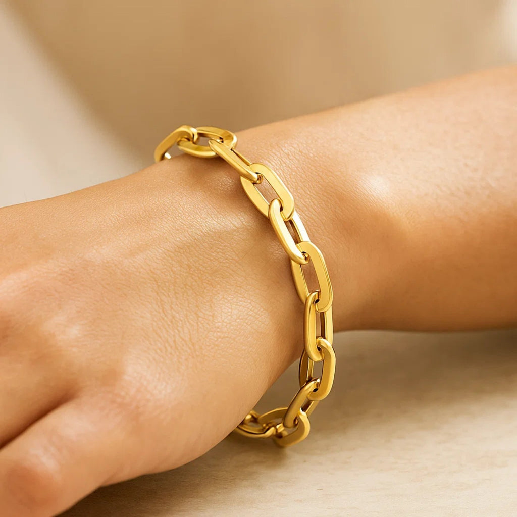14K Yellow Gold Long Mirror Rolo Link Chain Bracelet (7.30mm)