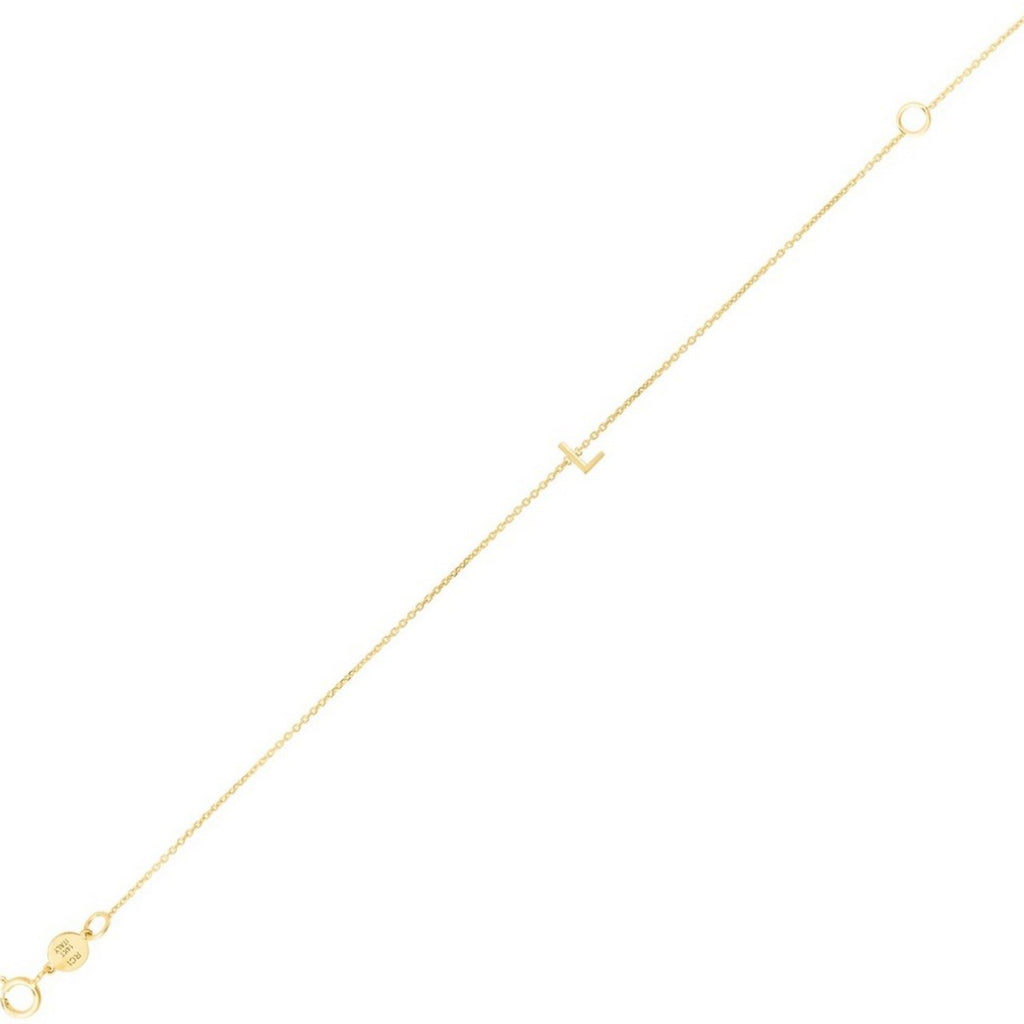 14K Yellow Gold Women's Mini Initial L Bracelet – 7 Inches – 14K Gold