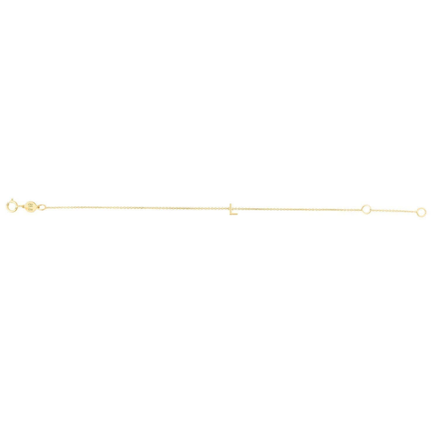 14K Yellow Gold Women's Mini Initial L Bracelet – 7 Inches – 14K Gold