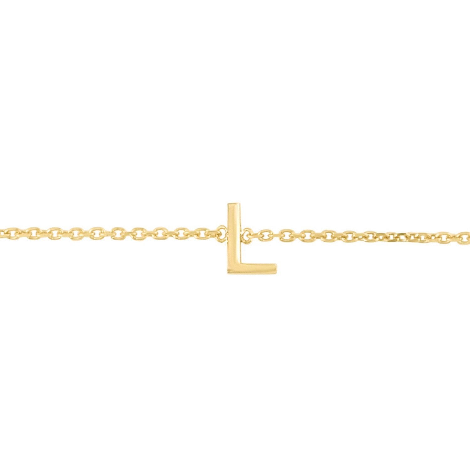 14K Yellow Gold Women's Mini Initial L Bracelet – 7 Inches – 14K Gold