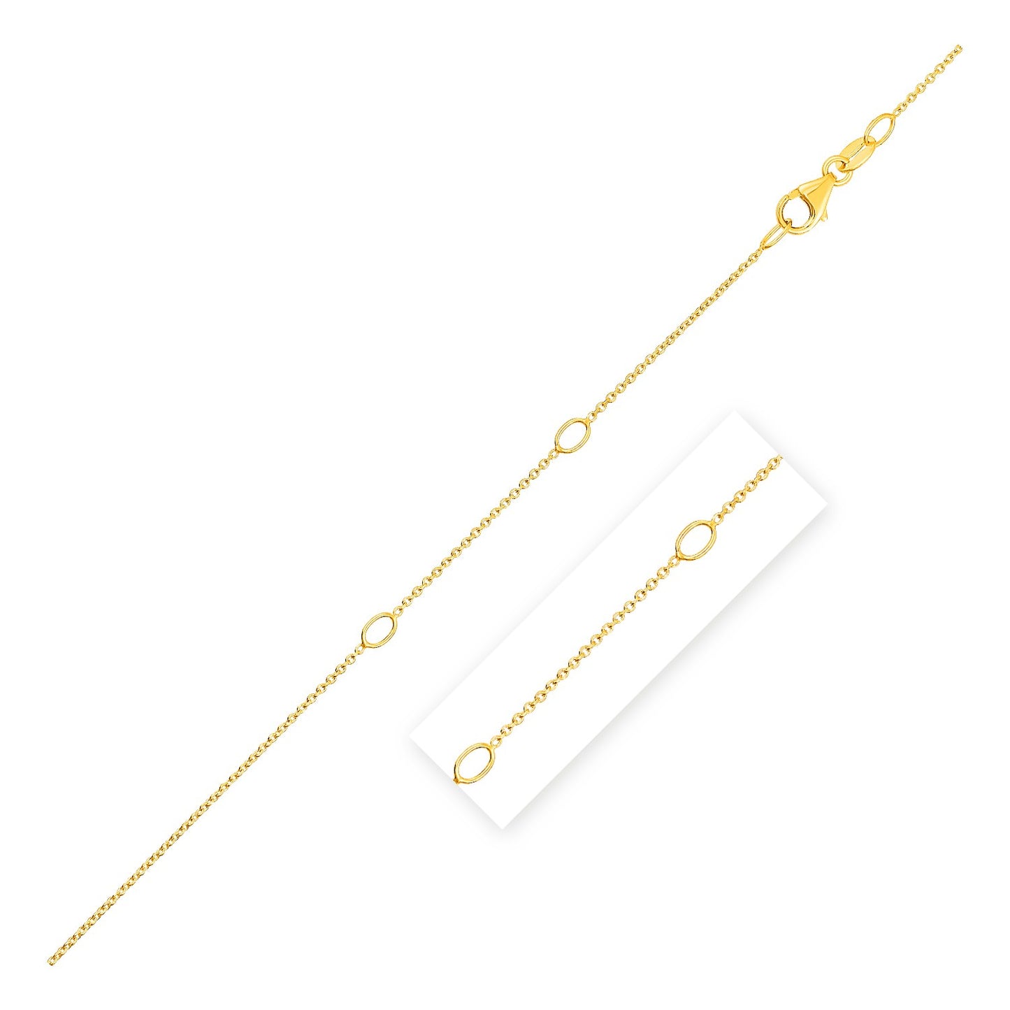 Adjustable Cable Chain Necklace in 14K Yellow Gold (0.97 mm)
