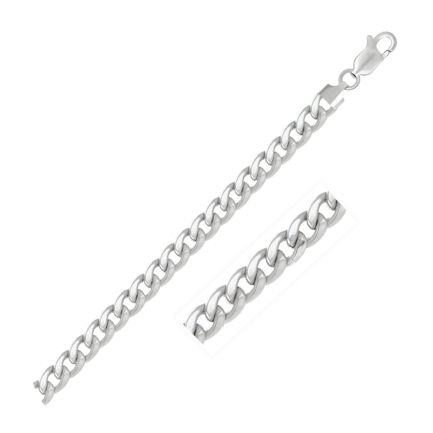 14K White Gold Semi Solid Miami Cuban Chain Necklace (7.00mm) – True Pure Gold