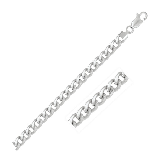 14K White Gold Semi Solid Miami Cuban Chain Necklace (7.00mm) – True Pure Gold