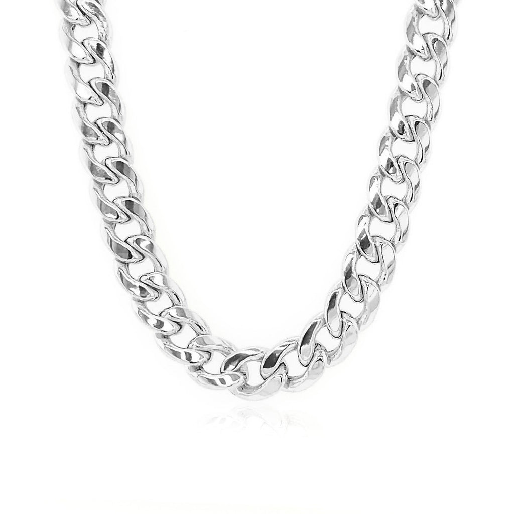 14K White Gold Semi Solid Miami Cuban Chain Necklace (7.00mm) – True Pure Gold
