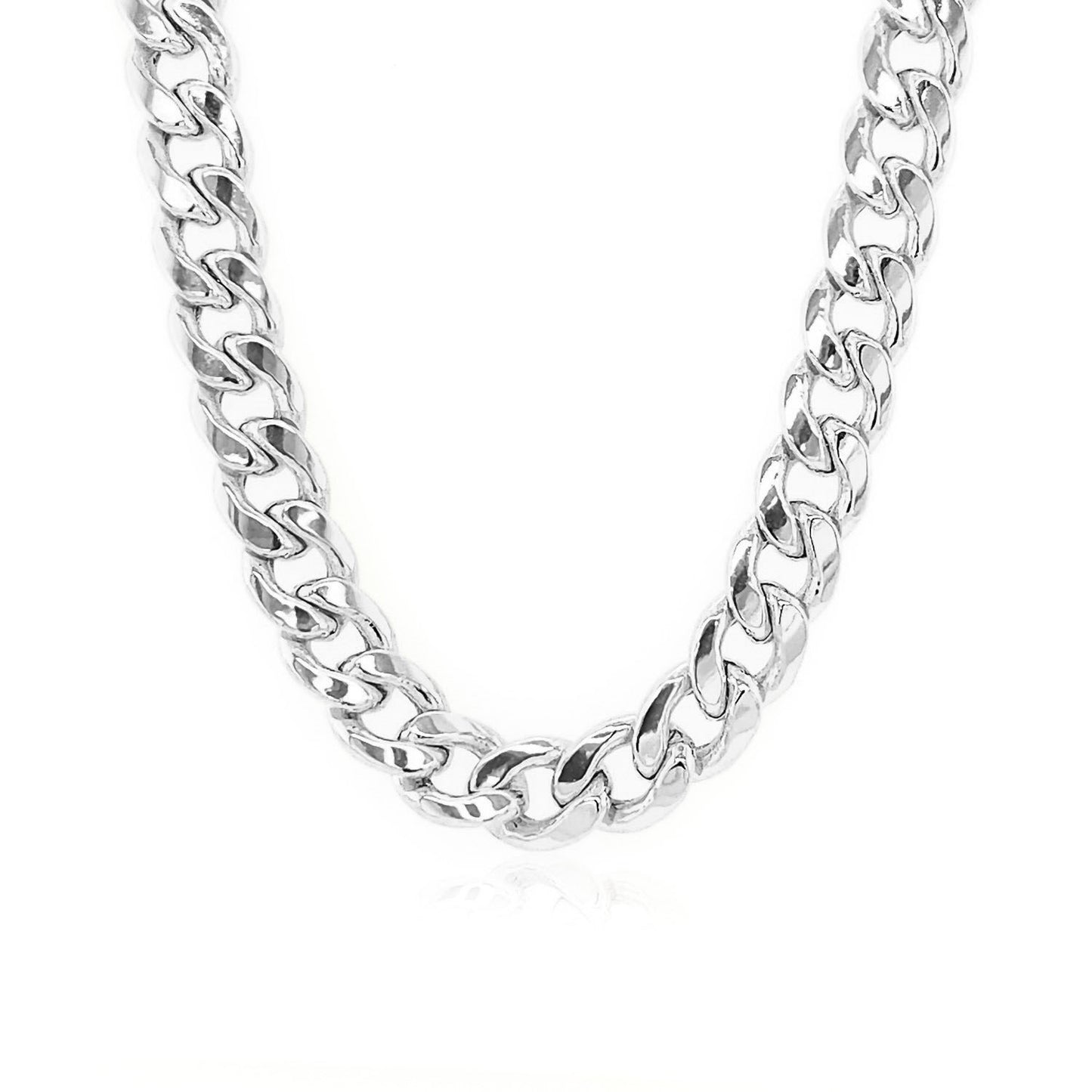 14K White Gold Semi Solid Miami Cuban Chain Necklace (7.00mm) – True Pure Gold