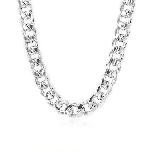 14K White Gold Semi Solid Miami Cuban Chain Necklace (7.00mm) – True Pure Gold