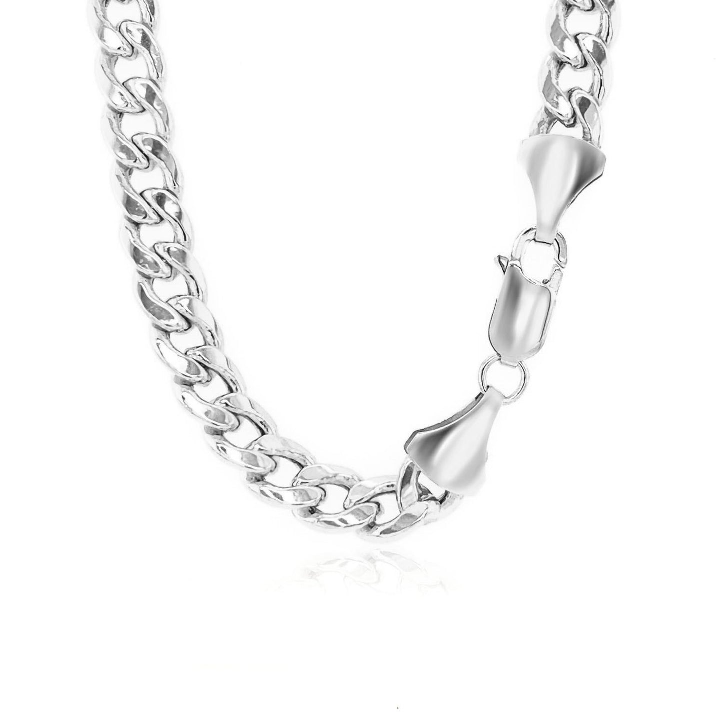 14K White Gold Semi Solid Miami Cuban Chain Necklace (7.00mm) – True Pure Gold
