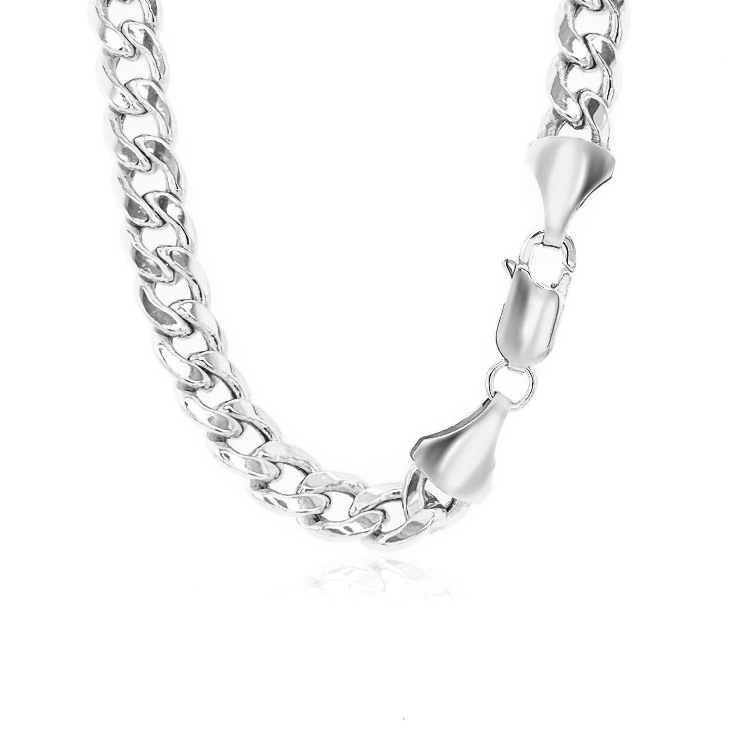 14K White Gold Semi Solid Miami Cuban Chain Necklace (7.00mm) – True Pure Gold