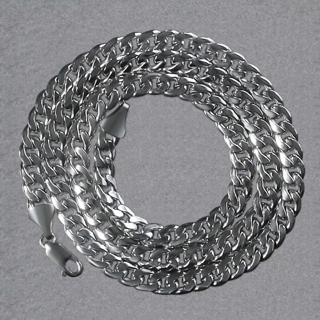 14K White Gold Semi Solid Miami Cuban Chain Necklace (7.00mm) – True Pure Gold