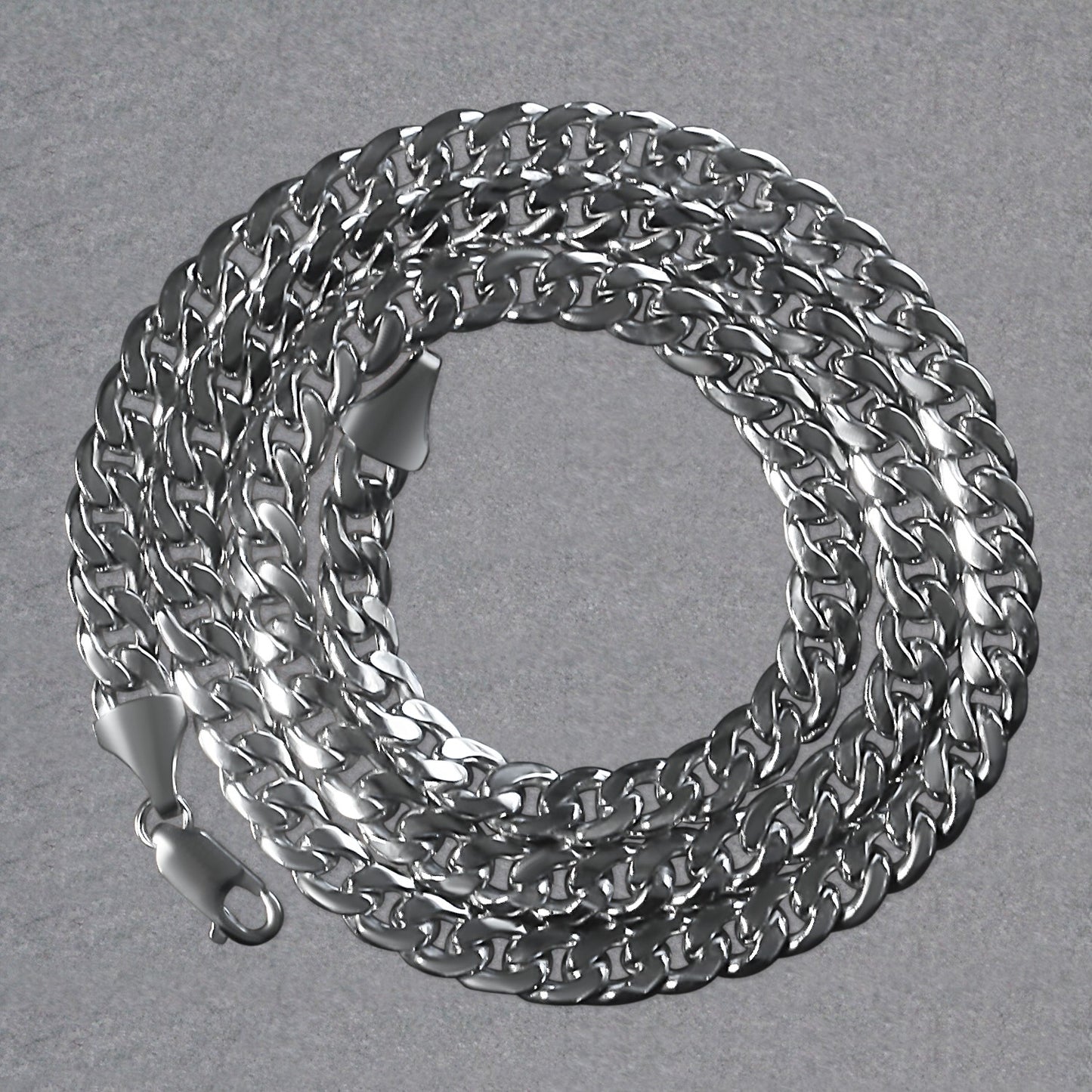 14K White Gold Semi Solid Miami Cuban Chain Necklace (7.00mm) – True Pure Gold