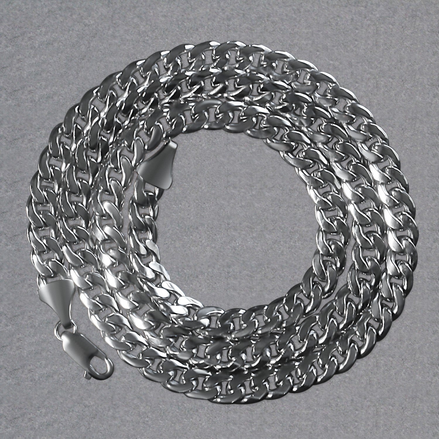 14K White Gold Semi Solid Miami Cuban Chain Necklace (7.00mm) – True Pure Gold