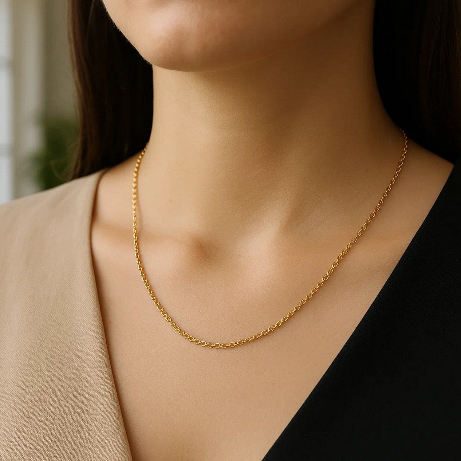 14K Yellow Gold Rolo Chain – 1.90mm, Solid Gold