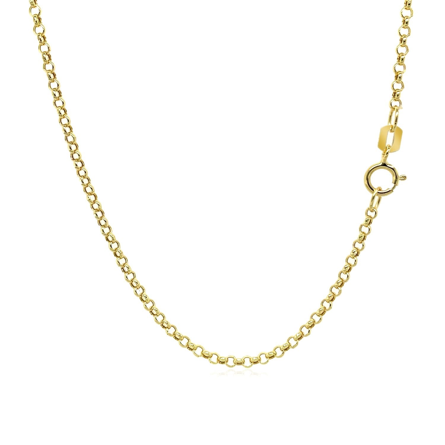 14K Yellow Gold Rolo Chain – 1.90mm, Solid Gold