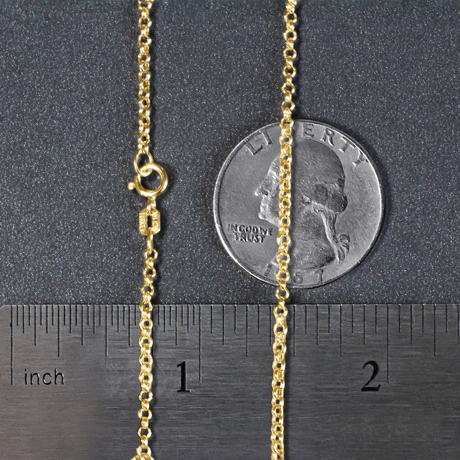 14K Yellow Gold Rolo Chain – 1.90mm, Solid Gold