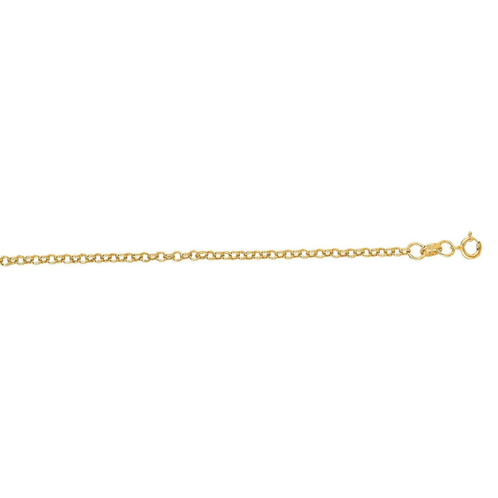 14K Yellow Gold Rolo Chain – 1.90mm, Solid Gold