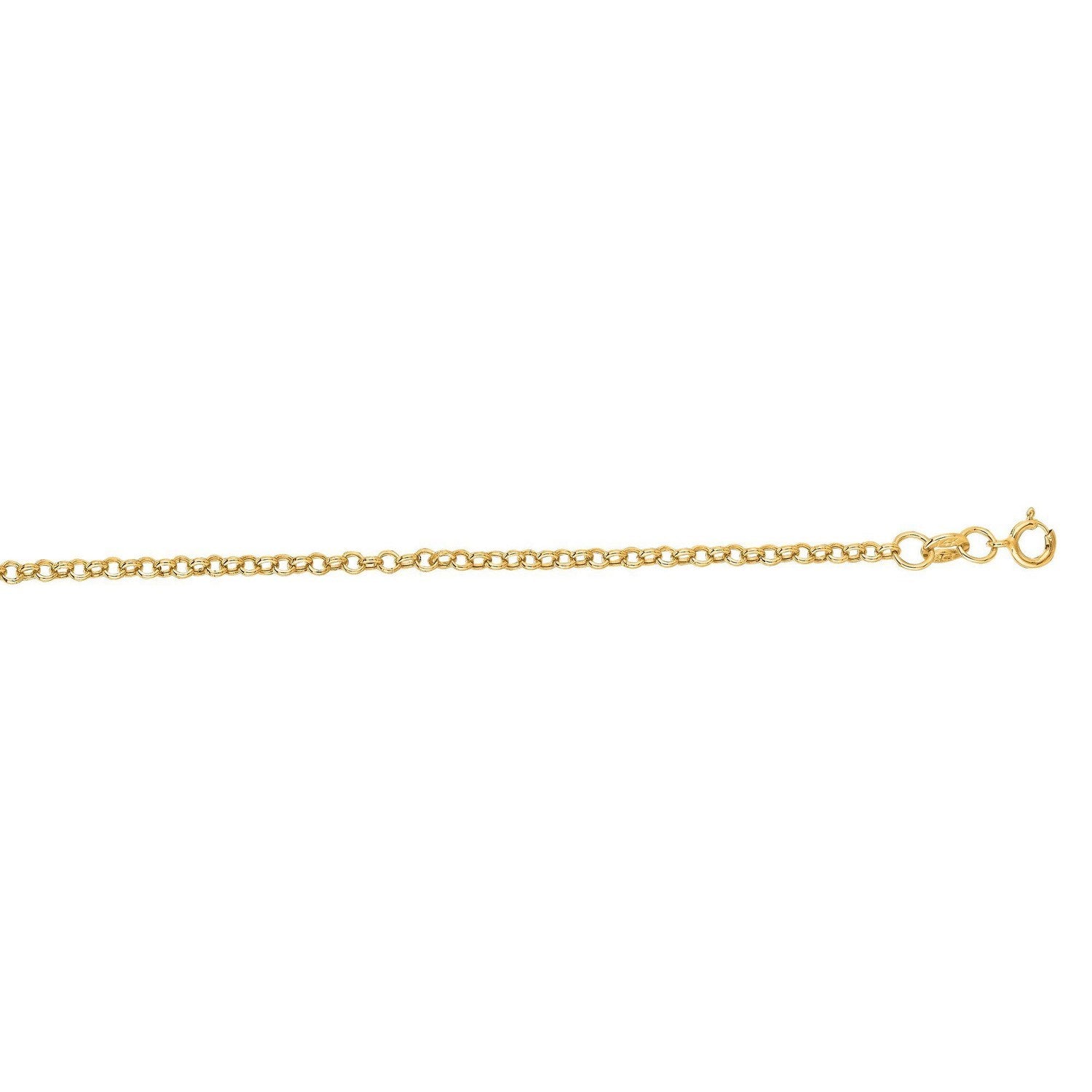 14K Yellow Gold Rolo Chain – 1.90mm, Solid Gold