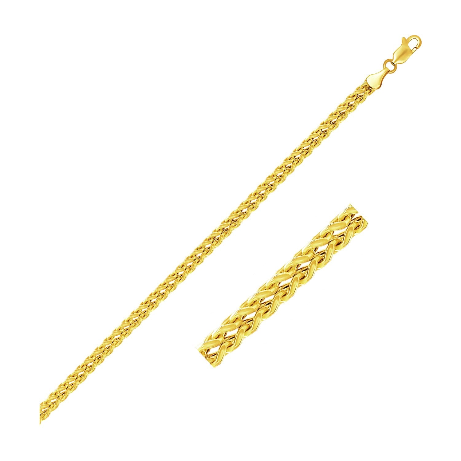 14K Yellow Gold Square Franco Chain Necklace (3.00mm)