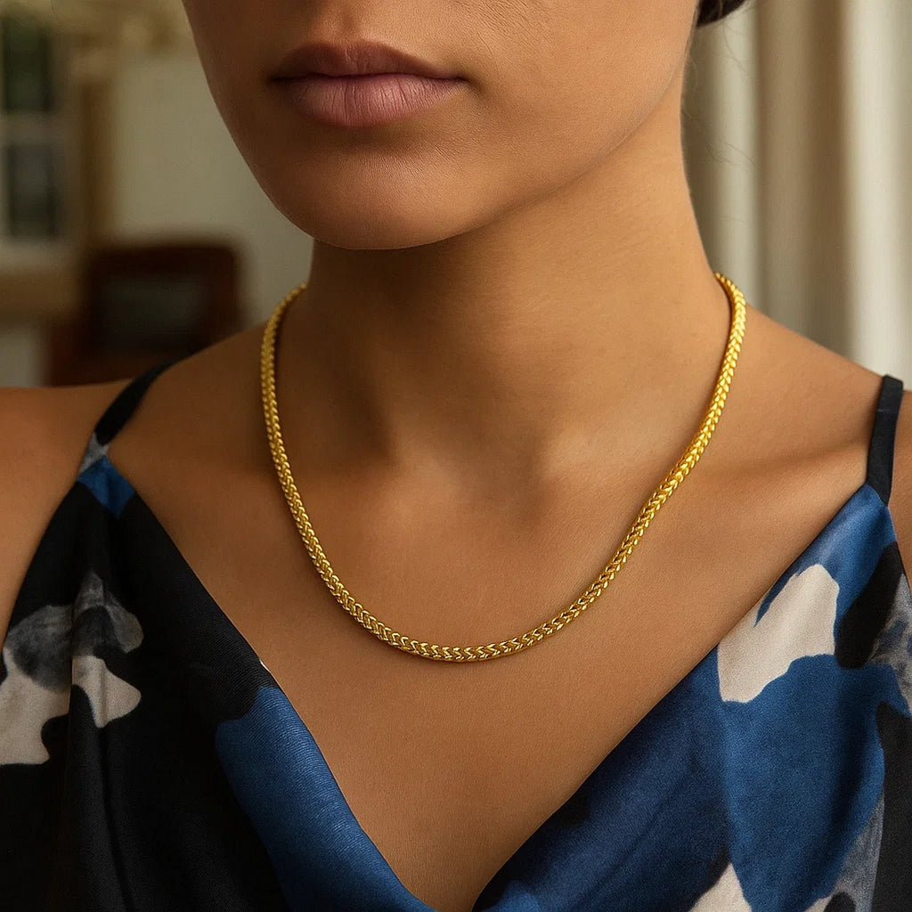 14K Yellow Gold Square Franco Chain Necklace (3.00mm)