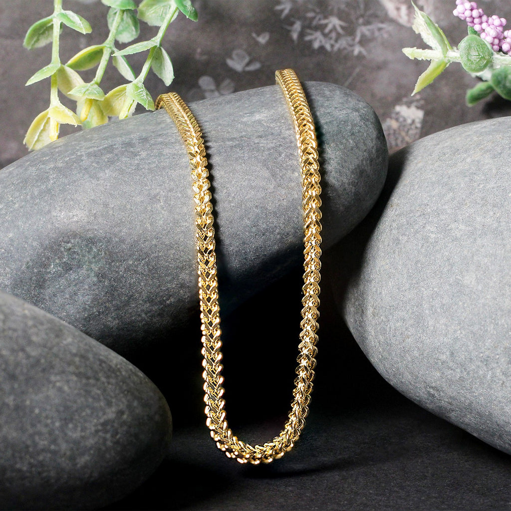 14K Yellow Gold Square Franco Chain Necklace (3.00mm)