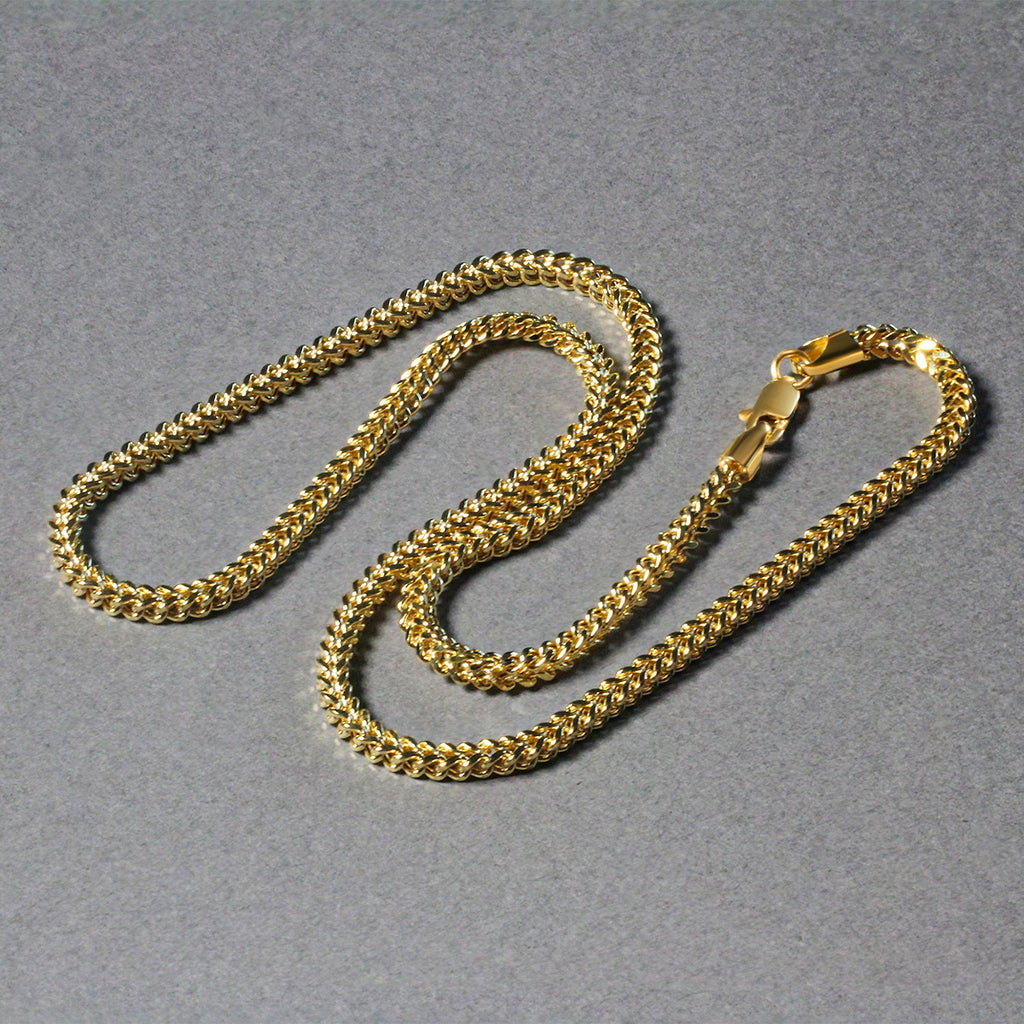 14K Yellow Gold Square Franco Chain Necklace (3.00mm)