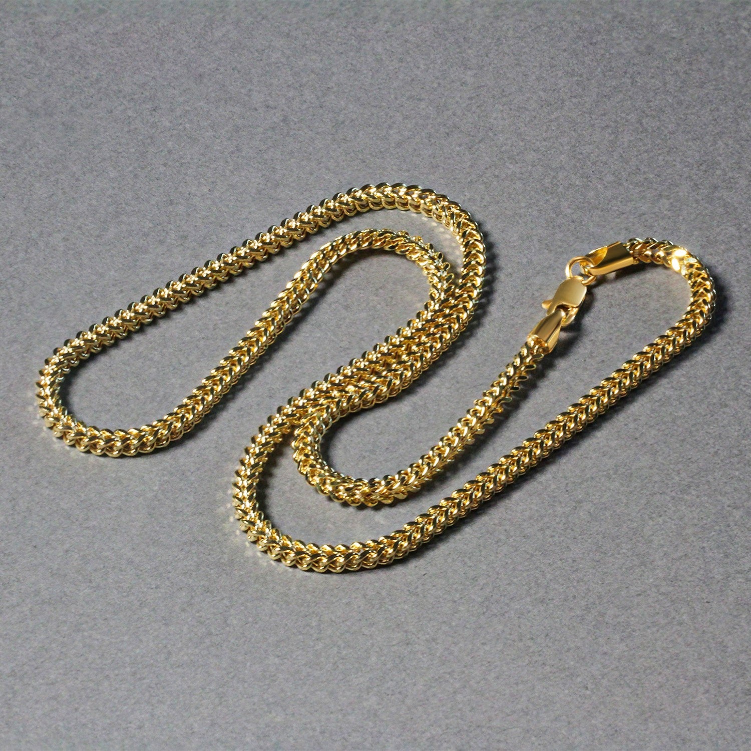 14K Yellow Gold Square Franco Chain Necklace (3.00mm)