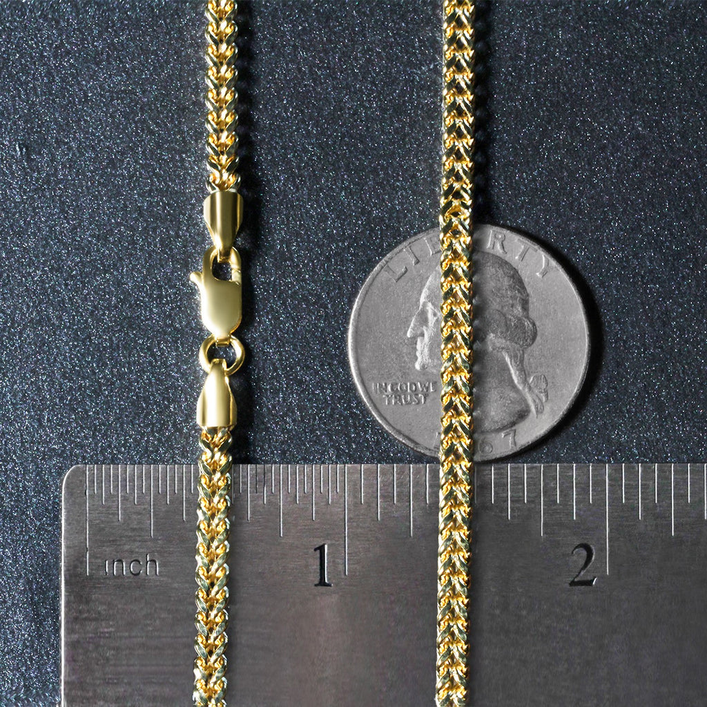 14K Yellow Gold Square Franco Chain Necklace (3.00mm)