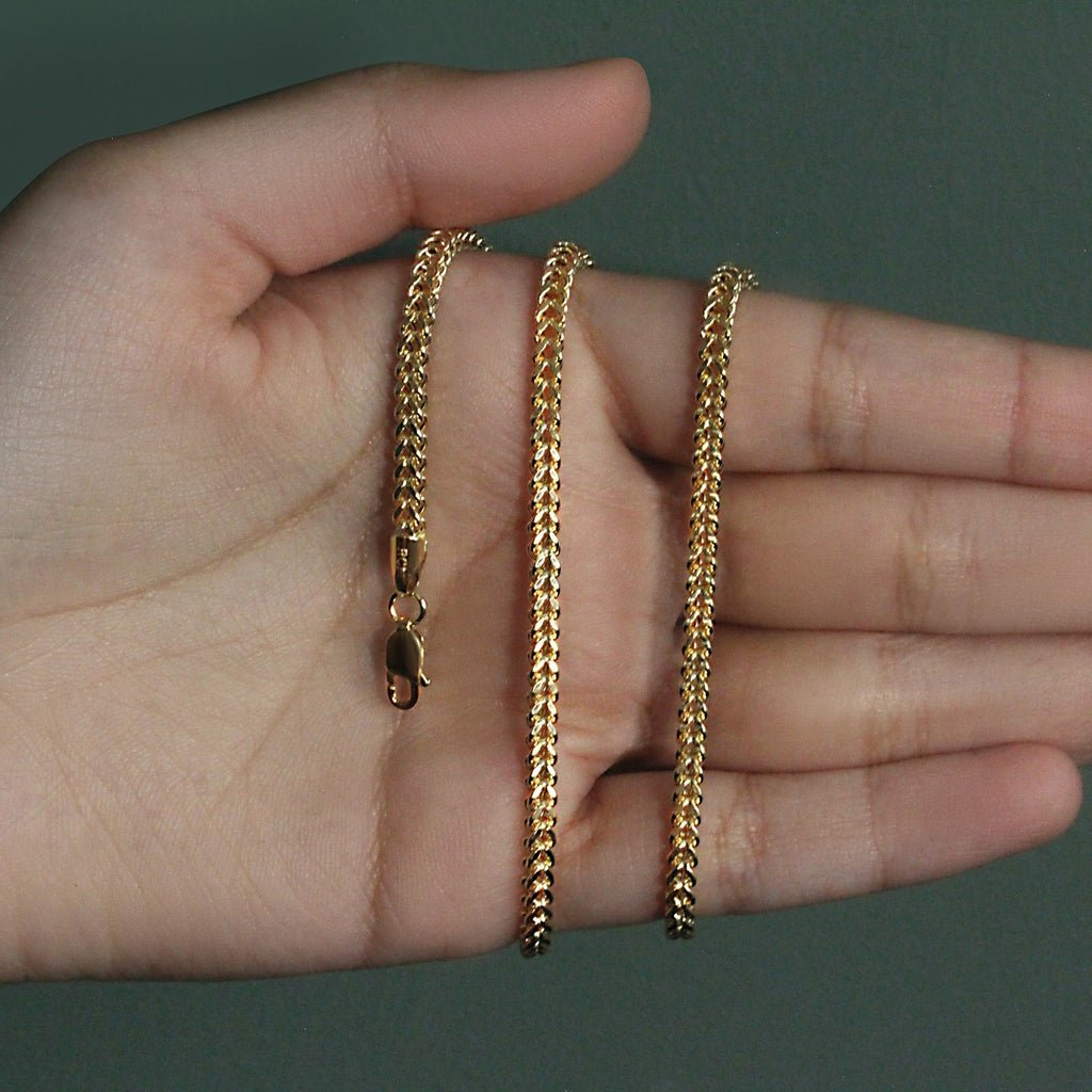 14K Yellow Gold Square Franco Chain Necklace (3.00mm)