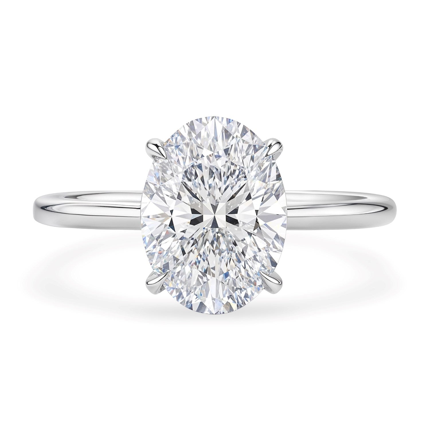 2 Carat Oval Lab Grown IGI G/VS1 Diamond Solitaire Ring in 10K White Gold