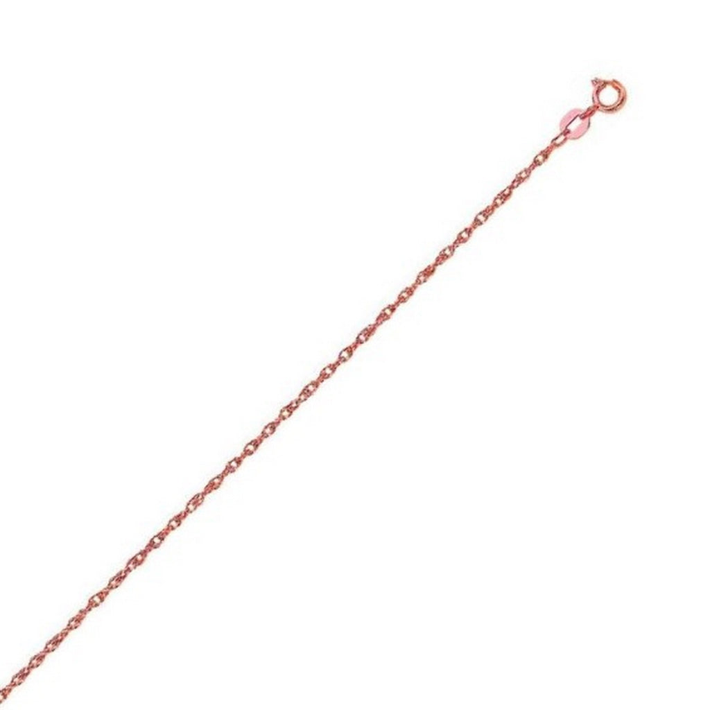 14K Rose Gold Machine Rope Chain Necklace (0.95mm)