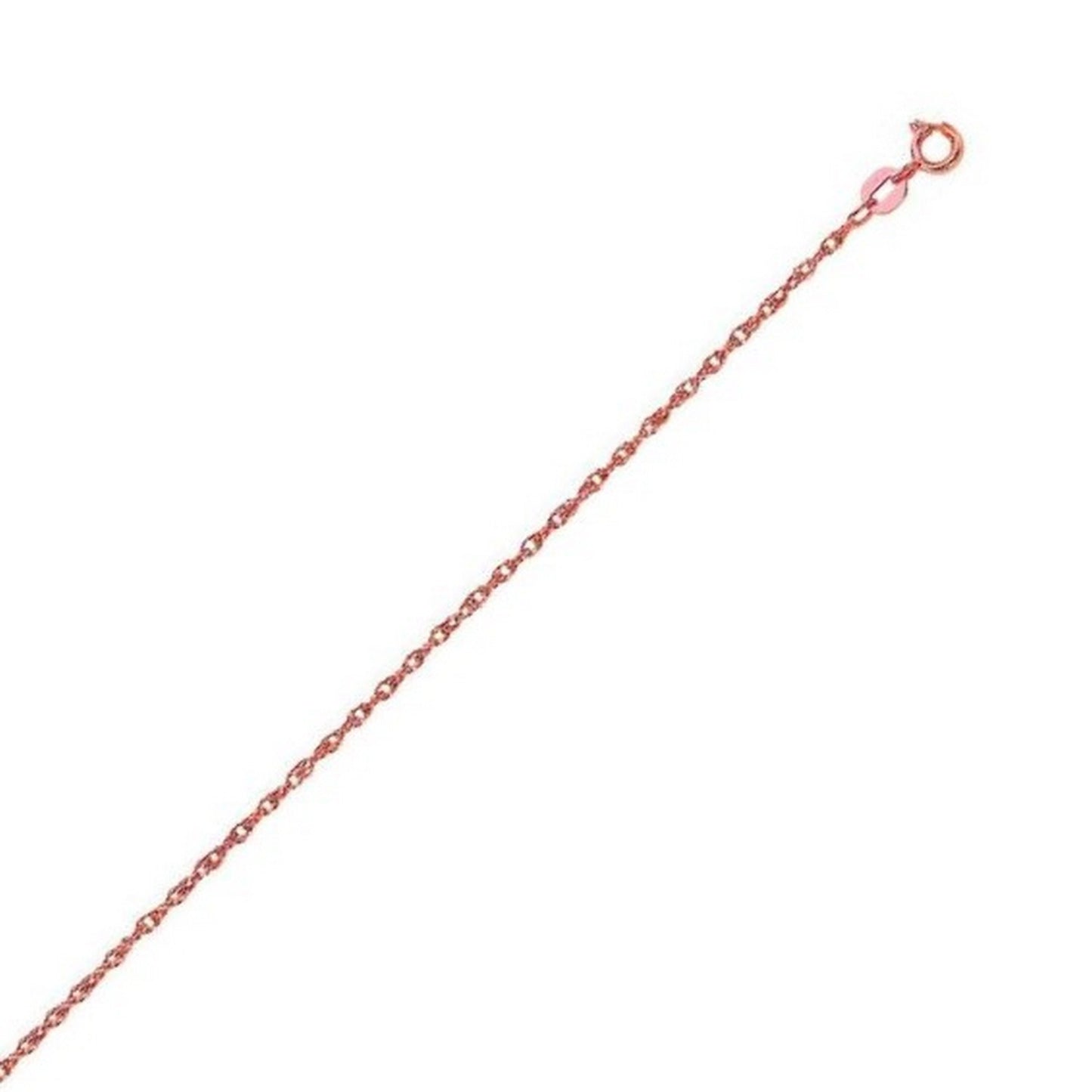 14K Rose Gold Machine Rope Chain Necklace (0.95mm)