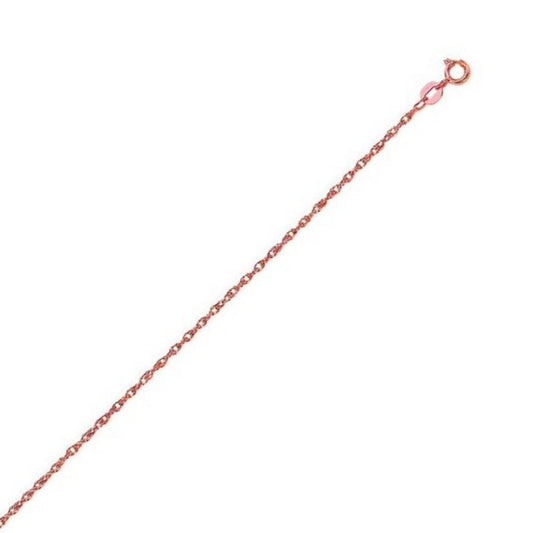 14K Rose Gold Machine Rope Chain Necklace (0.95mm)
