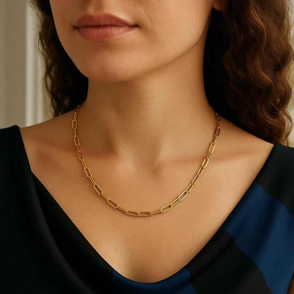 14K Yellow Gold Paperclip Chain 4.0mm | Bold Solid Gold, Lobster Clasp