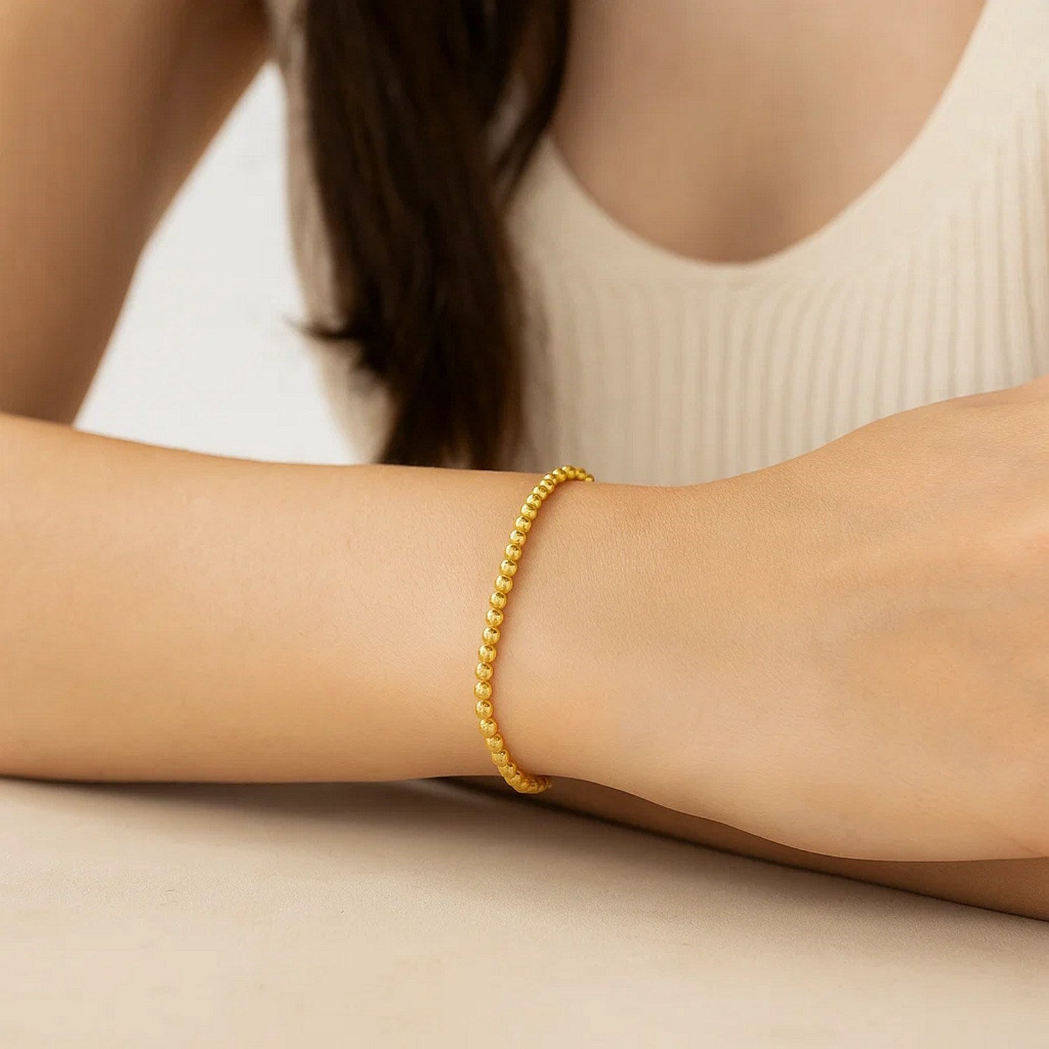 14K Yellow Gold Bead Bracelet (4.00 mm)
