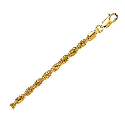 10K Yellow Gold Lite Rope Chain Bracelet (4.00mm)