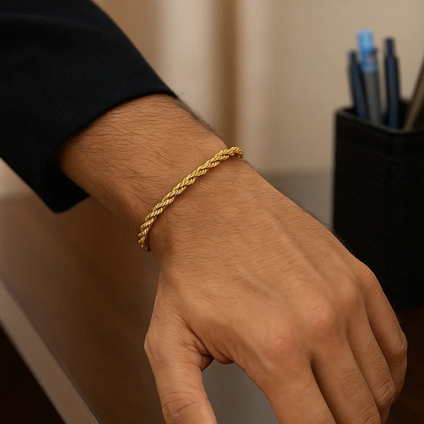 10K Yellow Gold Lite Rope Chain Bracelet (4.00mm)