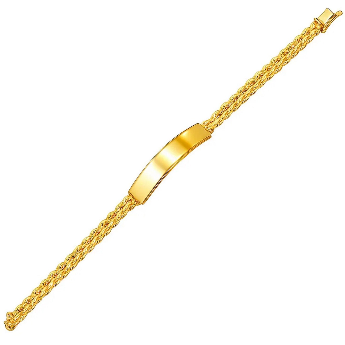 14K Yellow Gold ID Bracelet – Double Rope Chain, 3mm, 7.5 Inch
