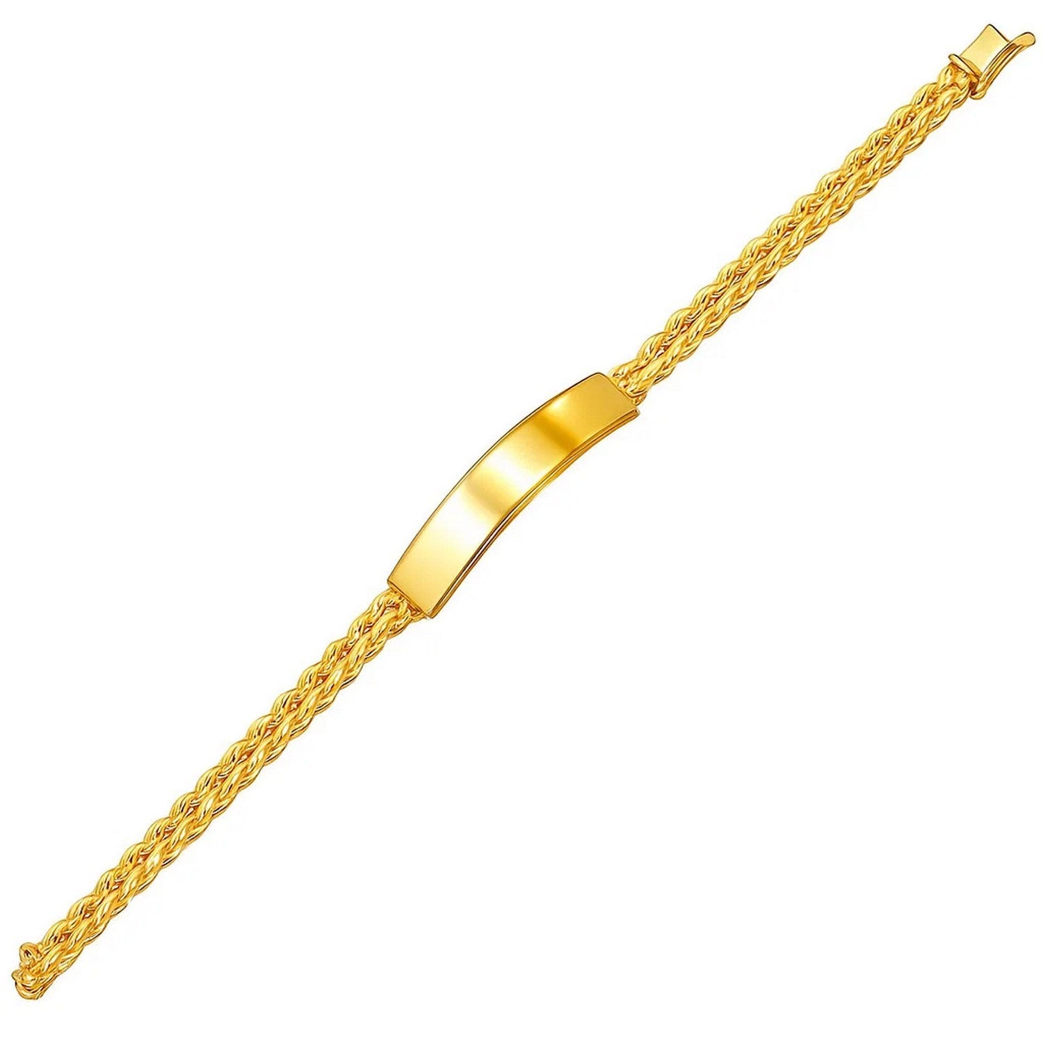 14K Yellow Gold ID Bracelet – Double Rope Chain, 3mm, 7.5 Inch
